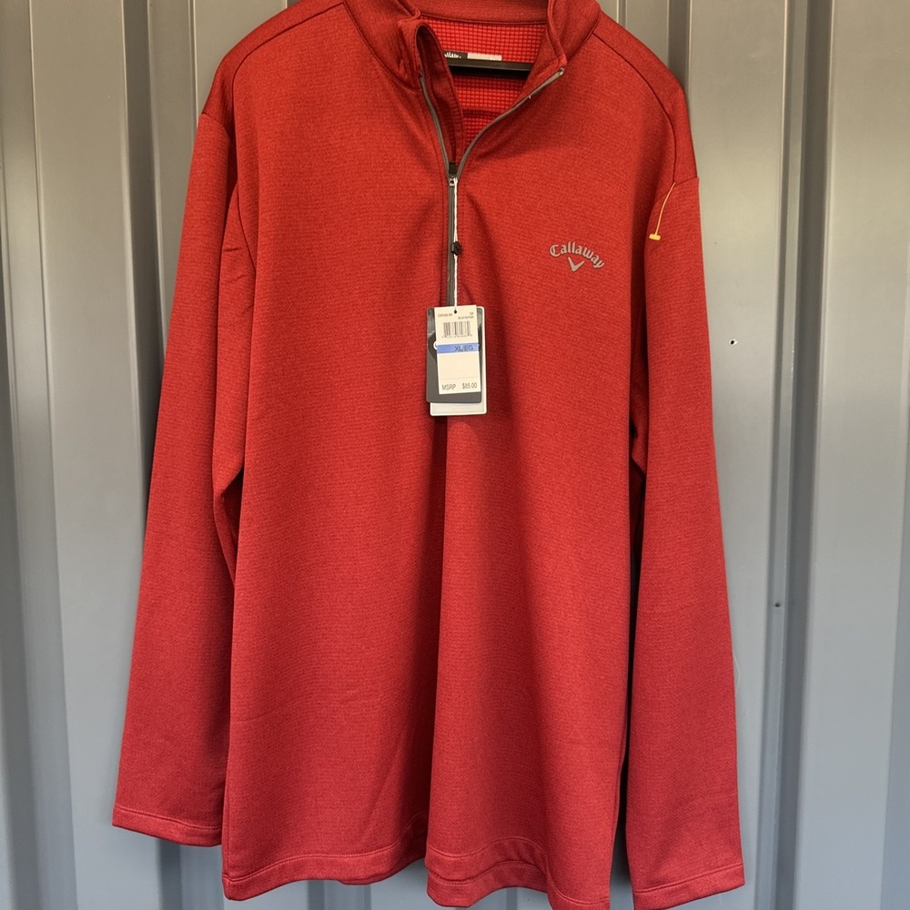 Callaway NWT XL Red Golf Longโ Sleeve UPF 50 Protection 1/4 Zip Pullover